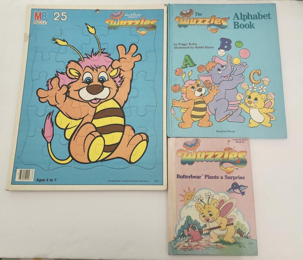 Vintage Disney Wuzzles Lot 1980s Puzzle Books Alphabet Butterbear Hasbro MB